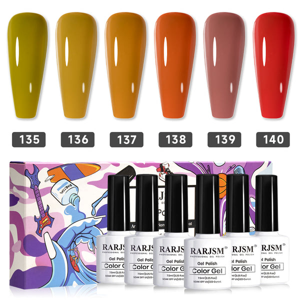 Autumn Sunshine Series Gel Nail Polish 6 Colors Set 7.5ml