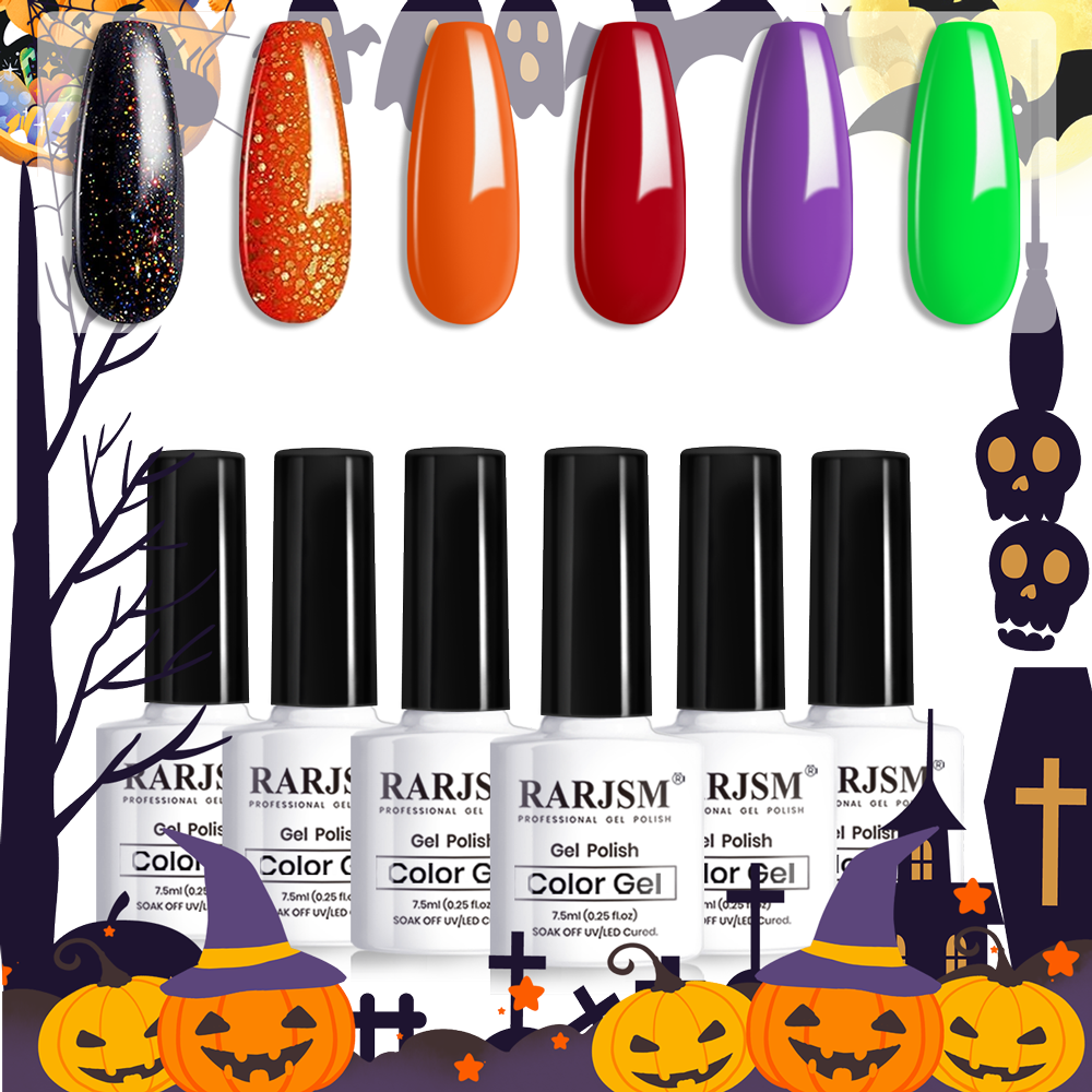 RARJSM ® Halloween Girl - Ensemble de vernis à ongles gel 6 nuances ~ 7,5 ml 6pcs