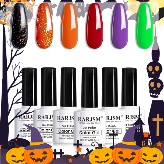 RARJSM ® Halloween Girl - Juego de esmaltes de uñas en gel de 6 tonos ｜ 7,5 ml 6 piezas