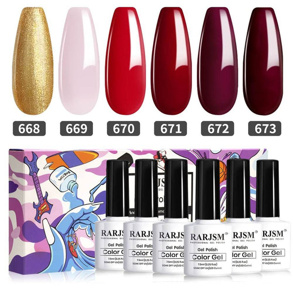 RARJSM ® 6 Colors Red Wedding Series Classic Gel Polish Set | 7.5ml 6pcs