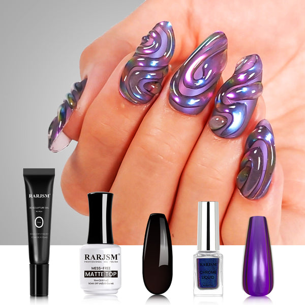 IG Nail Trend – 3D-Nagelkunst mit leuchtendem Wirbel