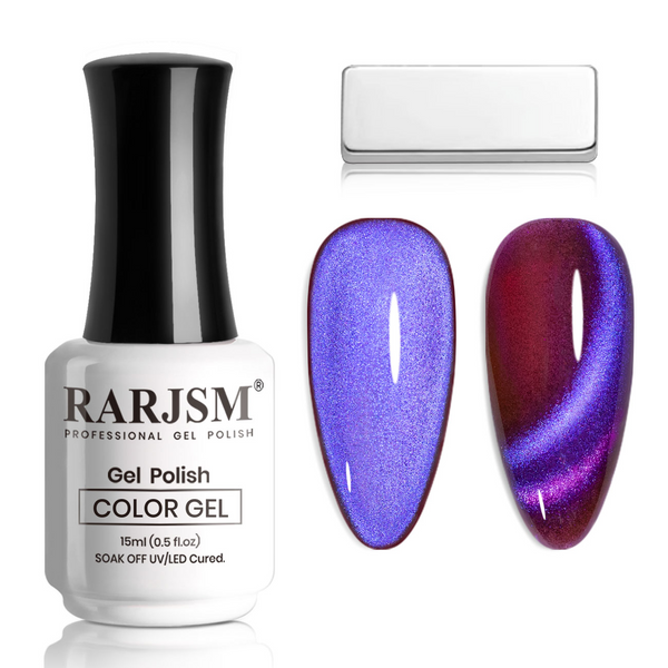 Aurora Purple Magic Velvet Katzenaugen-Nagelgellack, 15 ml, Nr. 718