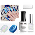 9D Azurblau Eis Jelly Katzenauge & Aurora Chrom Pulver Gel Nagellack Duo