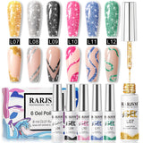 Diamond Burst - Reflective Glitter Gel Liner 6 Holiday Colors Nail Art Set 8ml