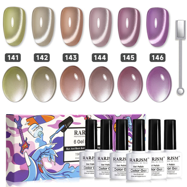 Set di smalti gel per unghie traslucidi iridescenti in 6 colori da 7,5 ml