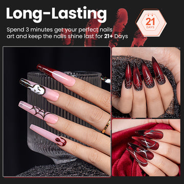 Esmalte de uñas de gel rojo y negro brillante | 15ml
