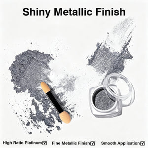 RARJSM Silver Chrome Powder shiny metallic finish with sponge applicator