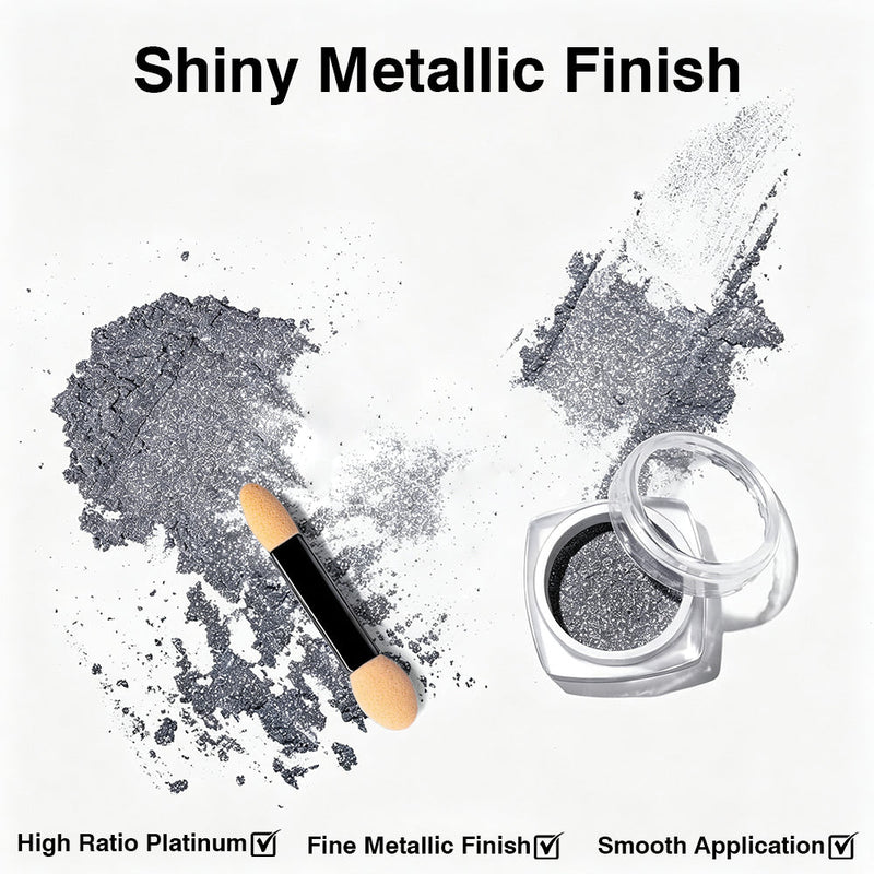 RARJSM Silver Chrome Powder shiny metallic finish with sponge applicator