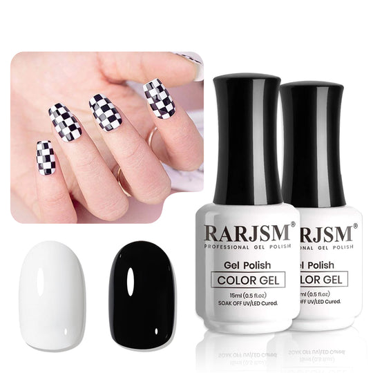Dúo de Esmalte de Uñas en Gel Negro y Blanco 15ml