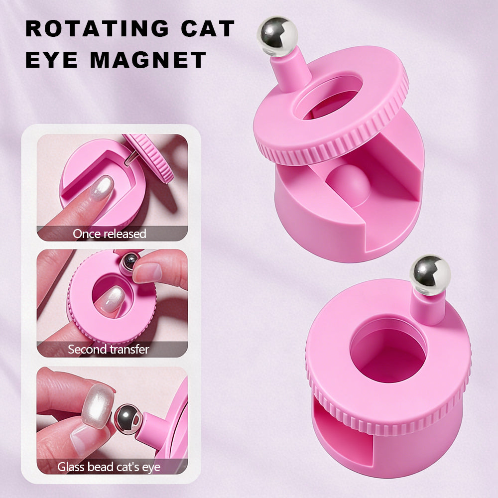 RARJSM Varita Magnética Giratoria 360° para Ojo de Gato - Efecto de Cuentas de Vidrio Rosadas para Esmalte en Gel Ojo de Gato