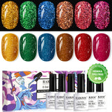 Stellar Brilliance Glitter Gel Nail Polish Set | 6 Colors, 7.5ml Each | TPO & HEMA Free
