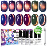 Gilded Afterglow Cat Eye Gel Polish Set - 6 Autumn-Winter Shades with Sunset Glow 7.5ml - TPO & HEMA Free