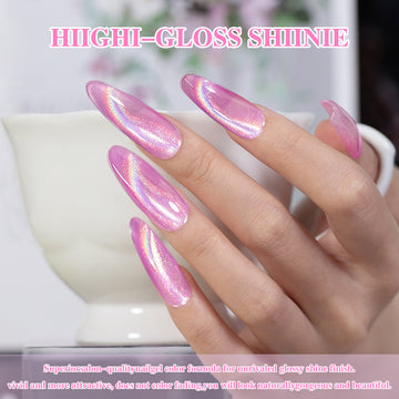 Rose Quartz Pink Glitter Cat Eye Gel Polish D380 15ml - TPO & HEMA Free