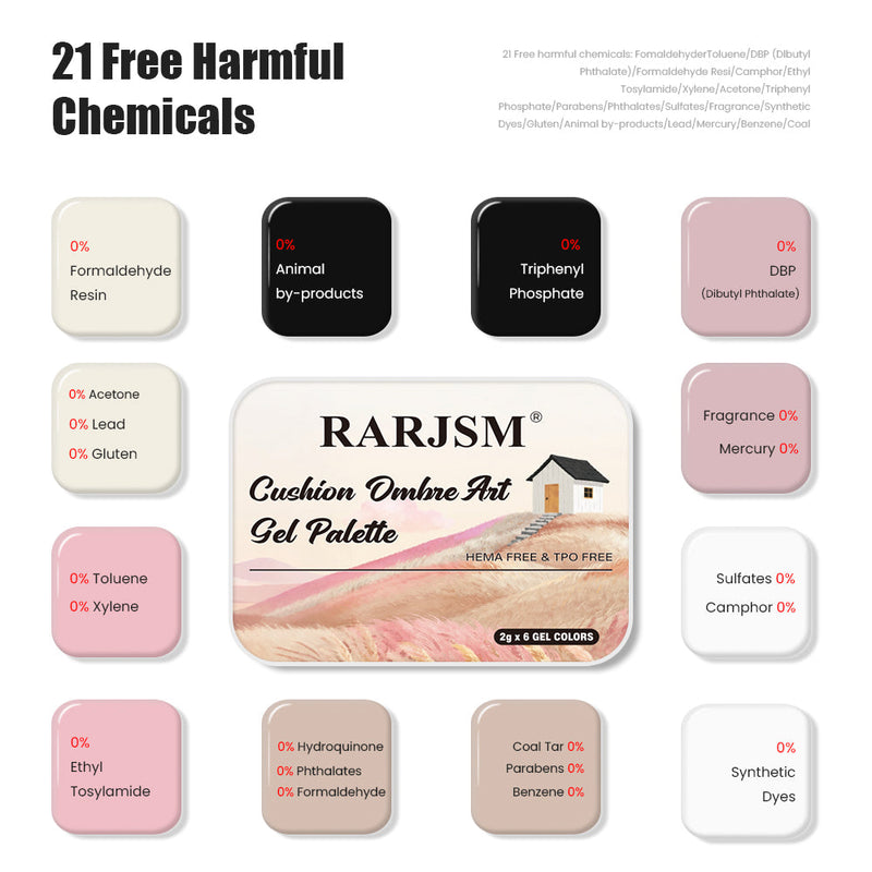 RARJSM 2-in-1 Flip-Cap Cushion Ombre Art Gel Palette elastic mesh cushion design