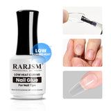Gel de colle pour ongles à durcissement basse température pour embouts d'ongles - Cristal clair sans sensation de serrage 15 ml