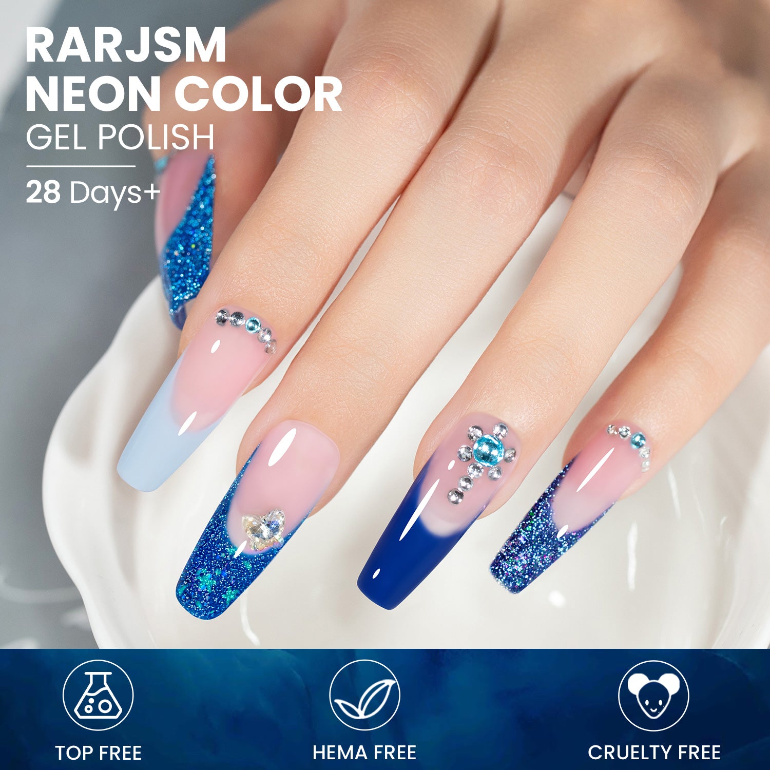Ocean Blue Gel Polish Set - 6 Summer Blue Gradient Shades 7.5ml TPO HEMA Free