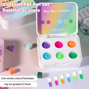 RARJSM Neon Rave Cushion Pat Pat Gel Palette 6 colors open view with color swatches