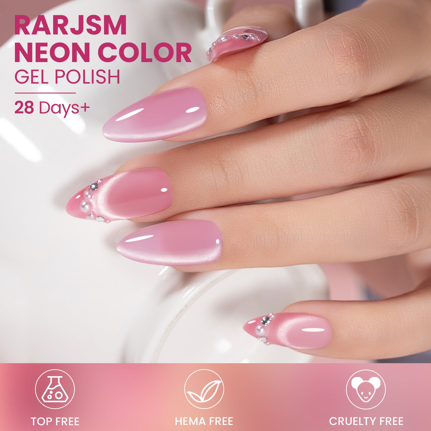 Conjunto de Esmalte en Gel para Ojos de Gato con Cristal Rosa - 6 Tonos Brillantes Magnéticos con Varilla Imán 7.5ml Libre de TPO y HEMA