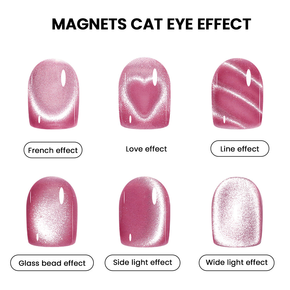 Six cat eye effects French love heart line glass bead side light wide light magnetic nail art patterns
