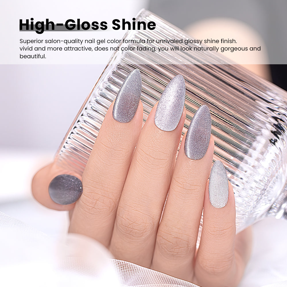 Set de 6 esmaltes de uñas en gel Cat Eye blanco 7,5 ml