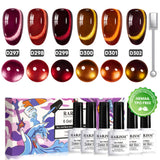 RARJSM Rock Velvet cat eye gel polish 6 bottles 7.5ml D297-D302 HEMA TPO free vegan autumn fall gift set
