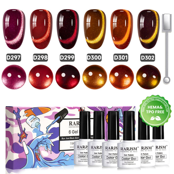 Rock Velvet – Autumn Shades Cat Eye Gel Nail Polish 6 Colors Set 7.5 ml