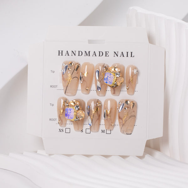 Handmade-"Autumn gems " Press On Nails