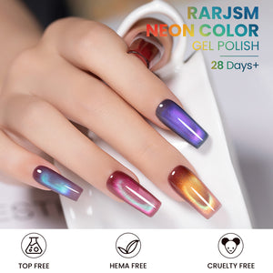 Rainbow cat eye gel polish French tips gradient nail art multicolor shifting hues HEMA TPO free festival unicorn mermaid nails
