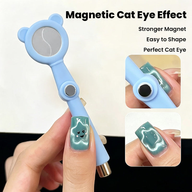 RARJSM cat eye magnet held over nails creating magnetic cat eye effect – stronger magnet, easy to shape