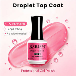 RARJSM Magenta Droplet Top Coat Step 2 - TPO HEMA Free, Long Lasting, No Wipe Needed, Professional Gel Polish