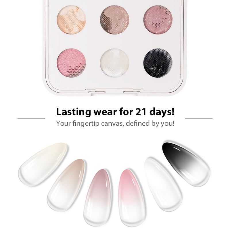 RARJSM 6-Color Cushion Patting Gel Palette open view showing all shades