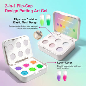 RARJSM 2-in-1 Flip-Cap Cushion Ombre Art Gel Palette elastic mesh design upper and lower layer