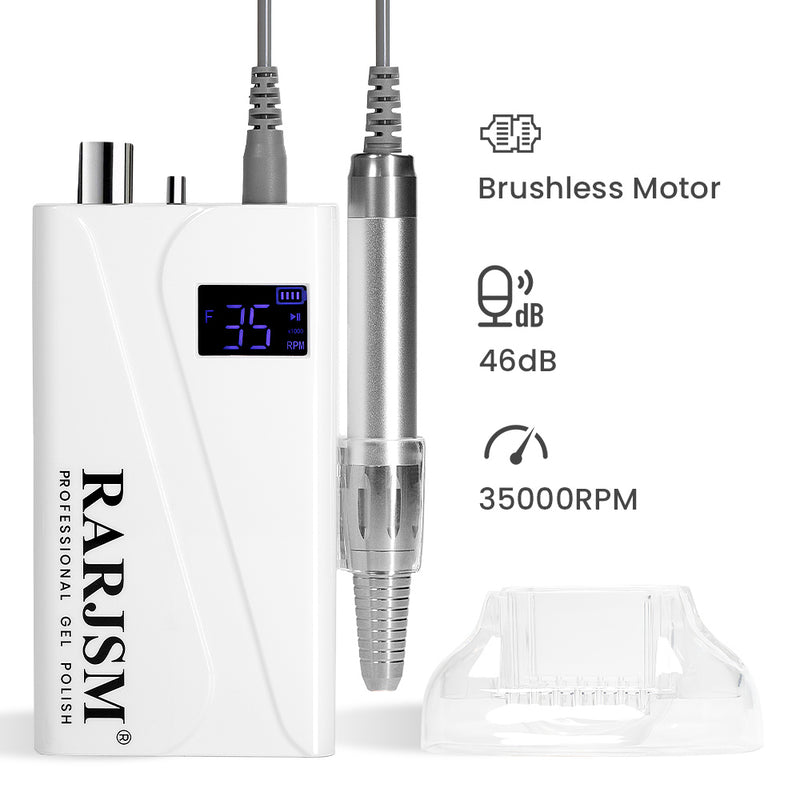 RARJSM Professional Gel Polish Pro Nail Drill 35,000 RPM LCD display forward reverse rotation white elegant design
