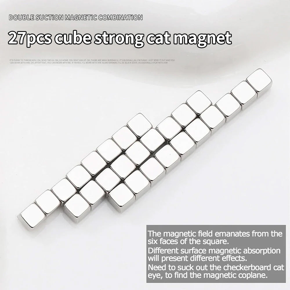 27-piece magnetic cube set complete - high-strength magnets, modular system for unlimited cat eye pattern combinations
