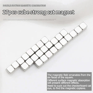 27-piece magnetic cube set complete - high-strength magnets, modular system for unlimited cat eye pattern combinations
