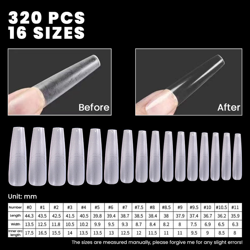 Full Cover Nail Tips 16 Different Sizes Ultra Thin Cuticle Area
