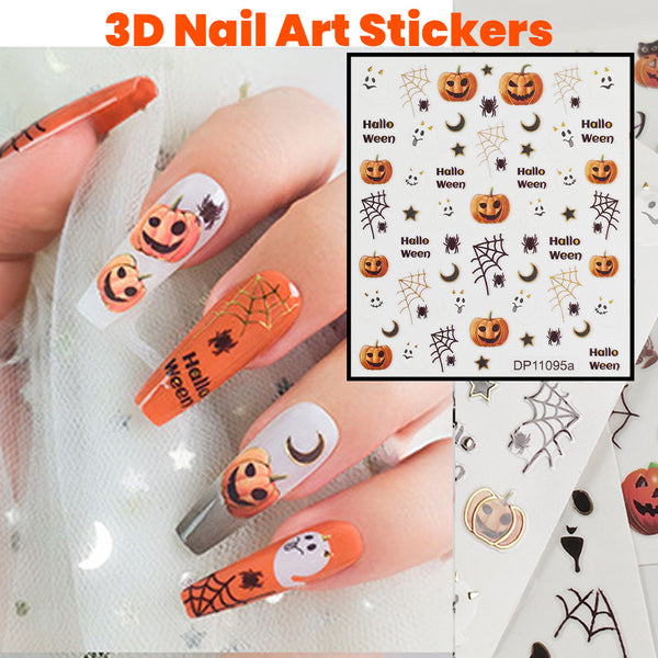 Autocollants 3D pour ongles d'Halloween