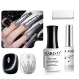 Silver RARJSM Nail Art Gel Liner Painting Nail Gel Polish 8ml 47 high-density silver glitter sparkle
