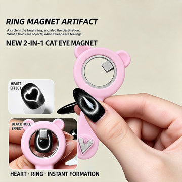 RARJSM ring magnet dual-head design wide range of suction adorable bear shape comfortable grip pink silicone