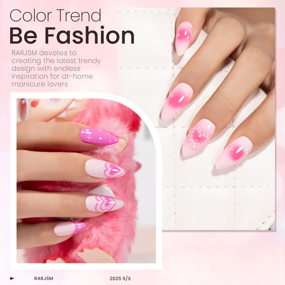 Pink ombré gradient nail art tutorial gel polish smooth color transition romantic manicure 2025 spring summer trend
