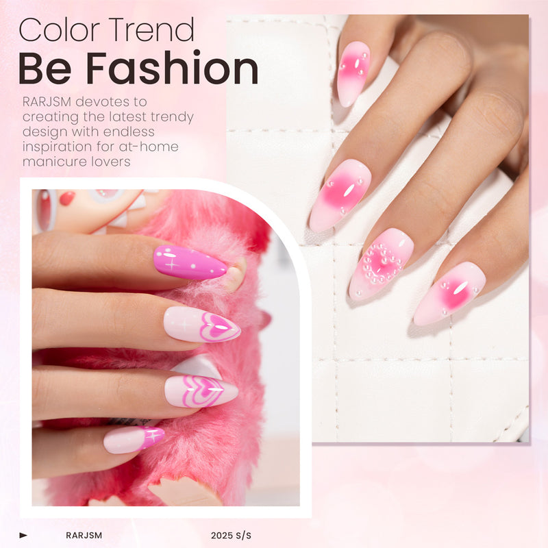 Pink ombré gradient nail art tutorial gel polish smooth color transition romantic manicure 2025 spring summer trend
