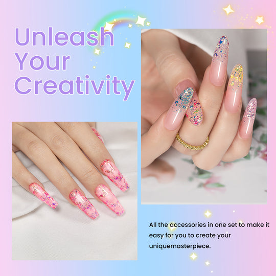 Confetti Glitter Gel Polish Set - 6 Colors Spring Summer Chunky Flake Collection 7.5ml - TPO & HEMA Free