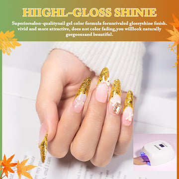 Ultra Prism Chunky Glitter Gel Polish Set - 6 Vivid Autumn Colors Platinum Sequin & Multi-Size Glitter 7.5ml - TPO & HEMA Free