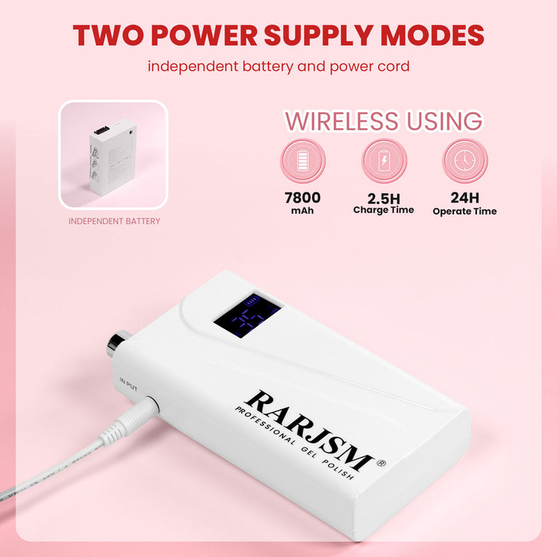 Two power supply modes independent battery power cord wireless 7800mAh 2.5H charge 24H operate time dual power
