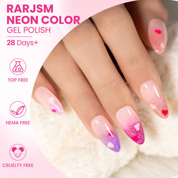 High-gloss pink glitter gel polish stiletto nails iridescent sparkle professional salon quality chip-resistant
