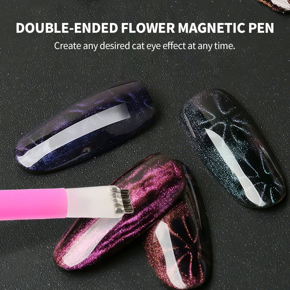 Double-ended flower magnetic pen features - plum blossom and line-shaped magnetic heads for versatile effects
