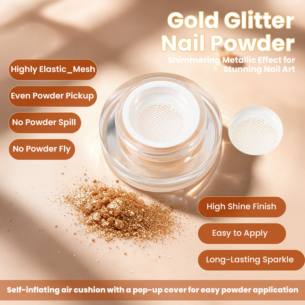 ナパーム SUPER GLOW 170mm Coffee Gold Cushion Chrome Nail Powder | Mirror Starry 3D Effect