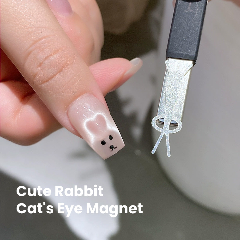 How to use cute rabbit cat eye magnet hold over wet polish 5-10 seconds create bunny pattern tutorial

