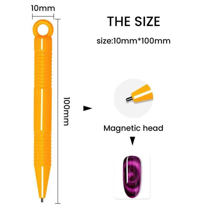 Cat eye magnet pen size 10mm x 100mm compact portable dual magnetic tips professional nail art tool specifications
