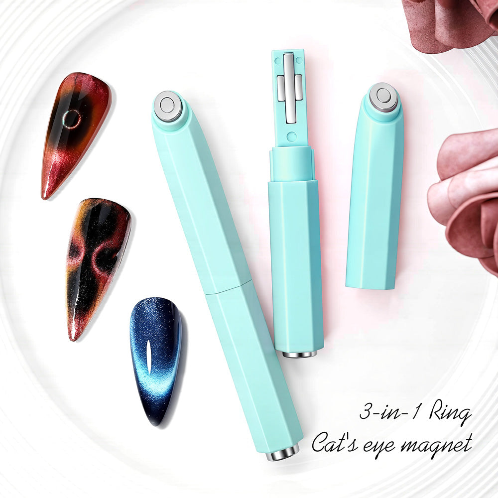 3-in-1 Ring Cat Eye Magnet Mint Green Multi-Effect Detachable Wand